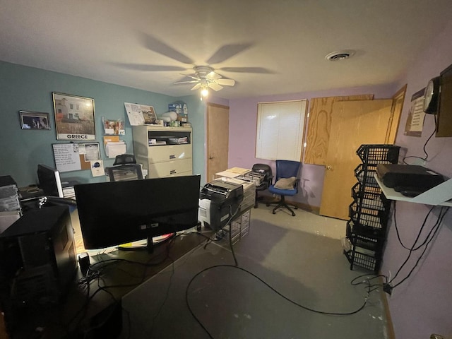 home office featuring ceiling fan