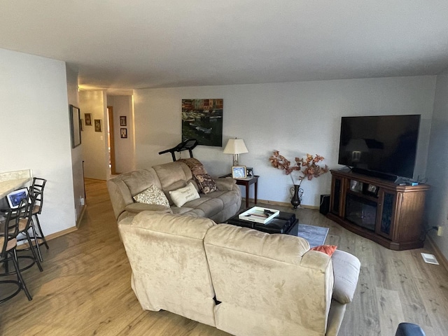 living room featuring light wood-type flooring