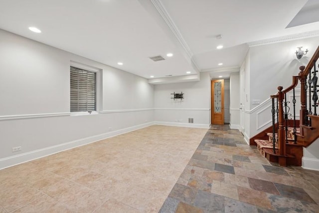 interior space with ornamental molding