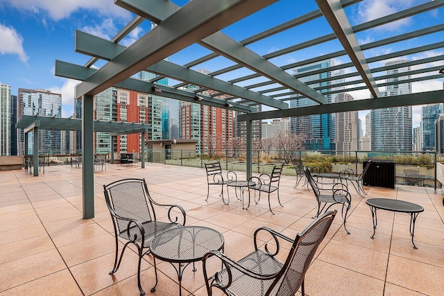 view of patio featuring a pergola