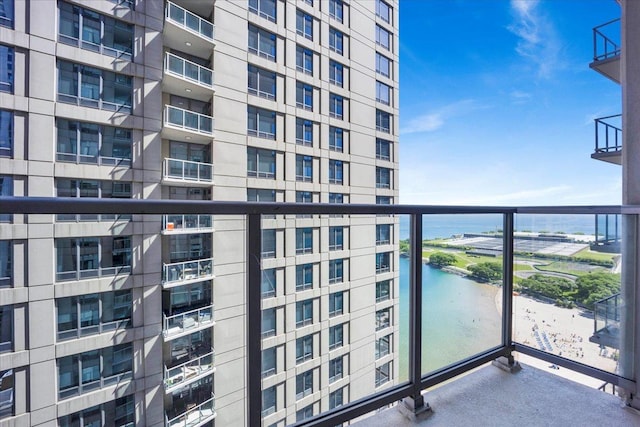 balcony with a water view