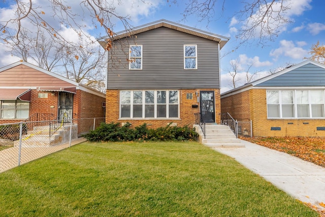 front facade with a front yard