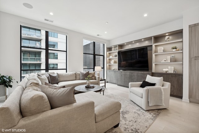 living room featuring light hardwood / wood-style flooring