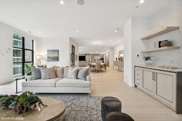 living room featuring light hardwood / wood-style flooring