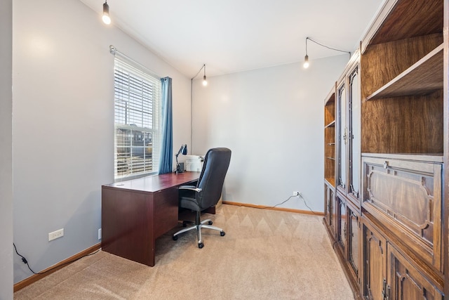 office with light colored carpet