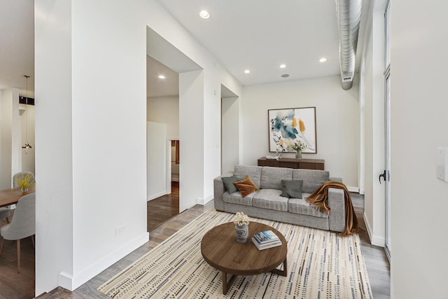 living room with hardwood / wood-style floors