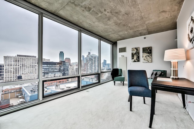 611 S Wells St Unit 1903, Chicago, IL 60607 - office space featuring a skyline view, floor to ceiling windows, and carpet