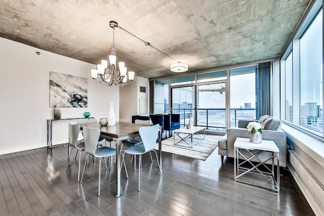611 S Wells St Unit 1903, Chicago, IL 60607 - dining area with wood finished floors, baseboard heating, healthy amount of natural light, and floor to ceiling windows