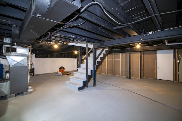 basement with heating unit