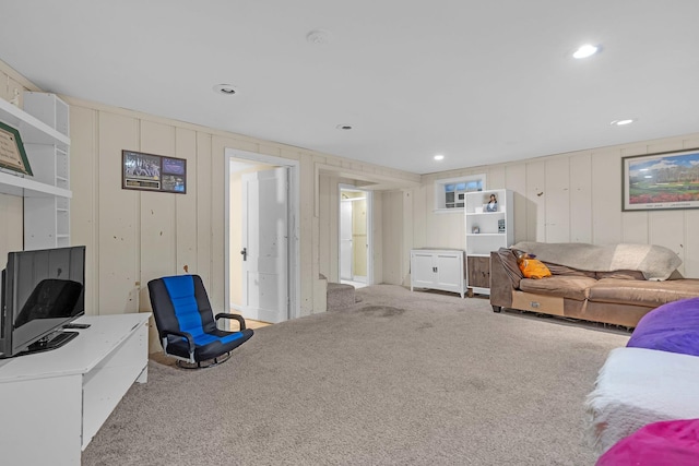 living room with carpet floors