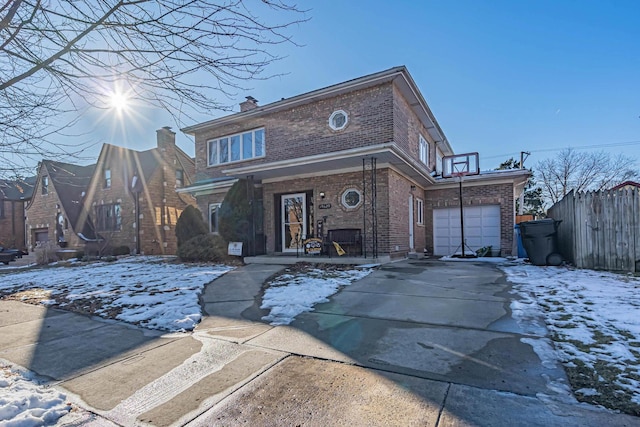 front of property featuring a garage