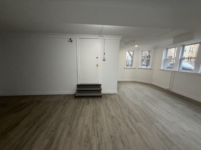 unfurnished living room with wood-type flooring