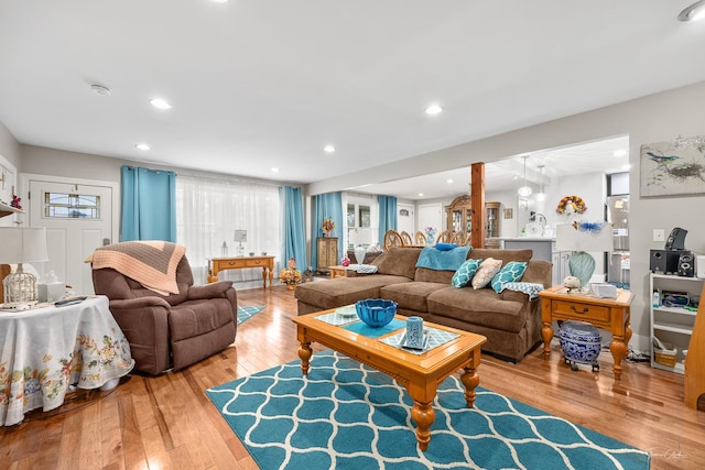 living room featuring light hardwood / wood-style flooring