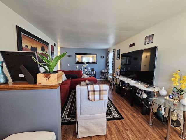 living room with hardwood / wood-style flooring