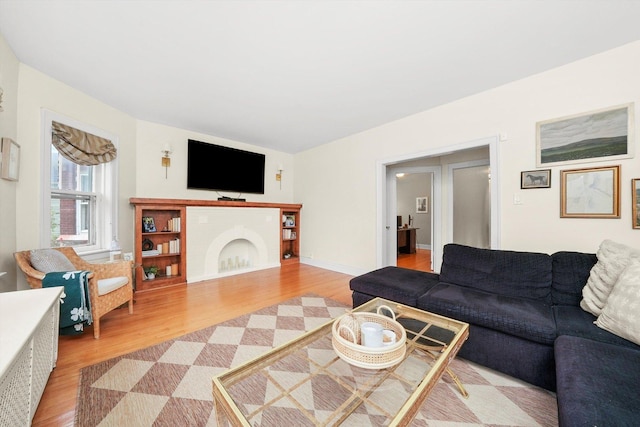 living room with hardwood / wood-style floors