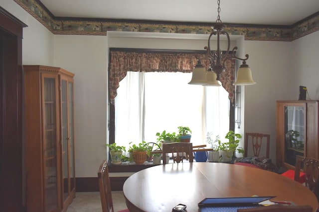 dining room featuring an inviting chandelier