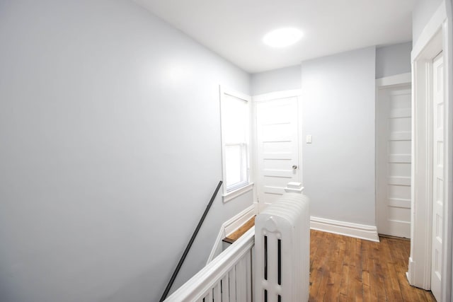 corridor featuring dark hardwood / wood-style flooring