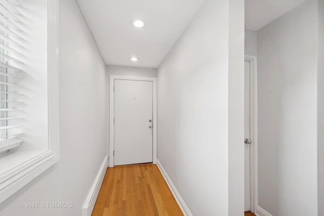 hallway featuring light wood-type flooring