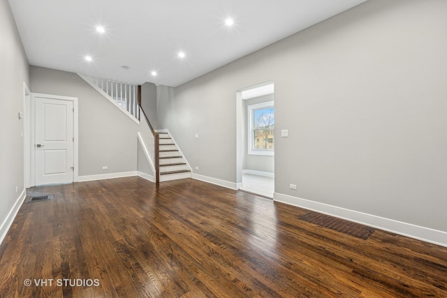 interior space featuring dark hardwood / wood-style flooring