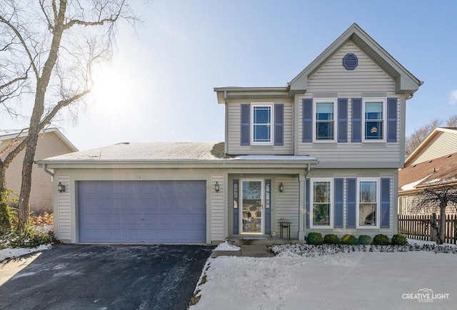 view of front property with a garage