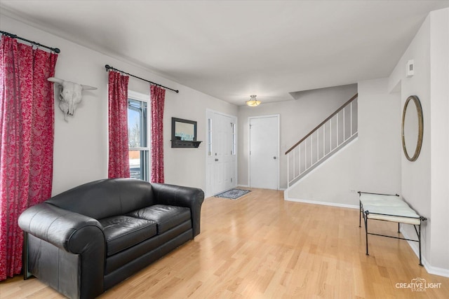 living room with hardwood / wood-style flooring