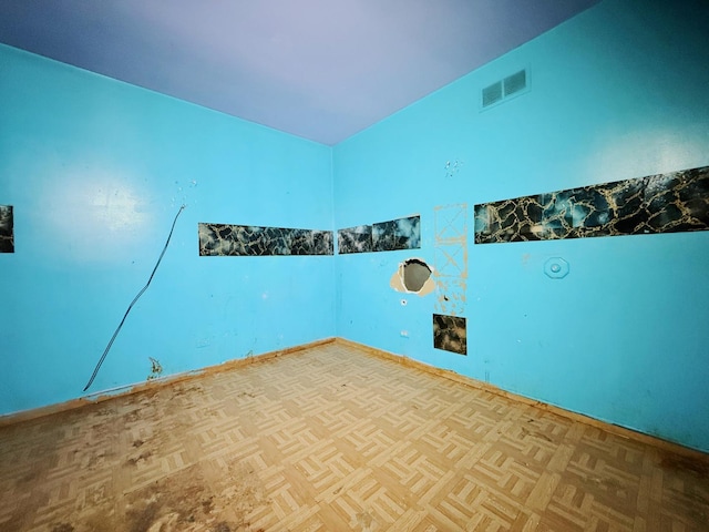 empty room with parquet floors