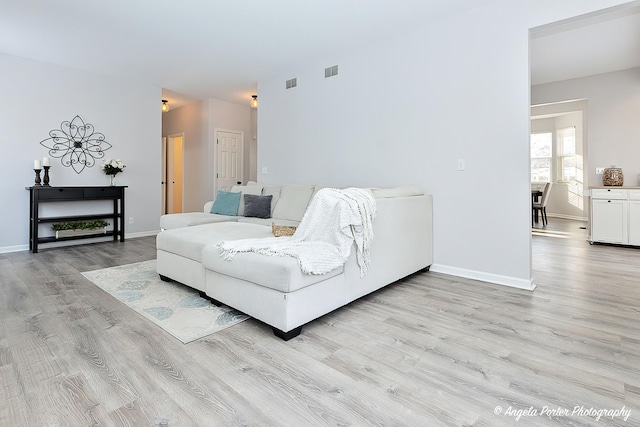 living room featuring light hardwood / wood-style floors