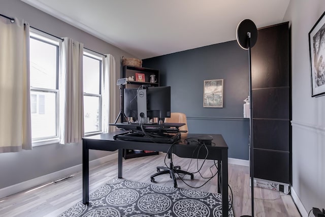 office space featuring light hardwood / wood-style flooring