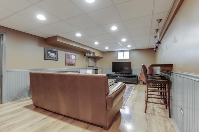 living room with light hardwood / wood-style floors