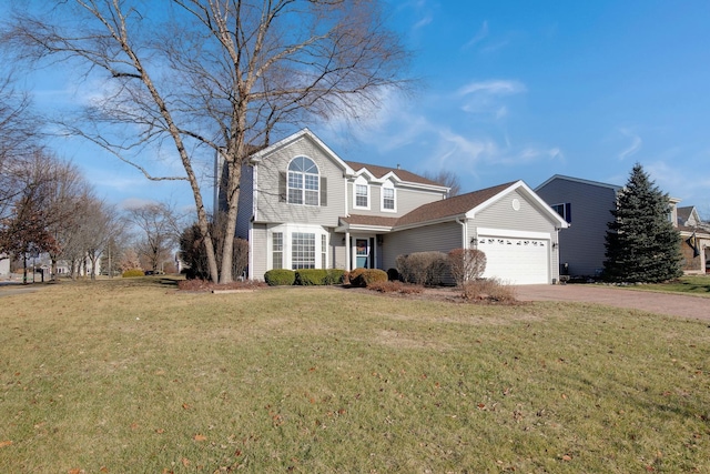 front of property with a garage and a front yard