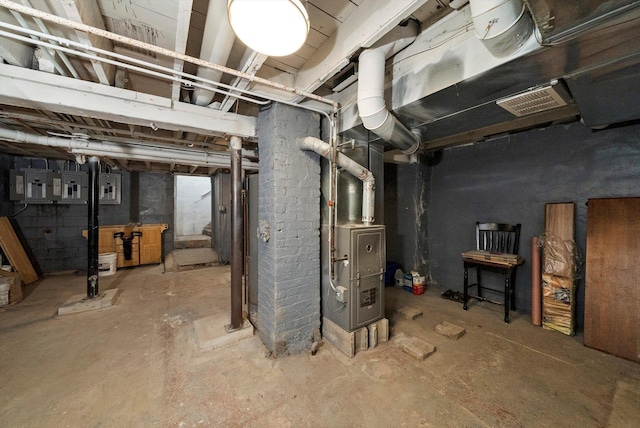 basement with electric panel