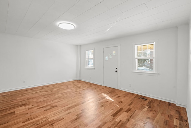 foyer featuring plenty of natural light and light hardwood / wood-style floors