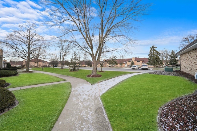 view of home's community with a lawn