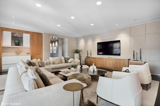 1540 N Lake Shore Dr Unit 8N, Chicago, IL 60610 - living room featuring ornamental molding and recessed lighting