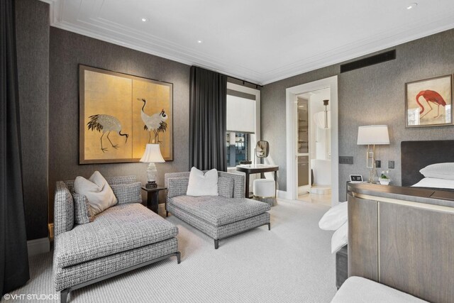 1540 N Lake Shore Dr Unit 8N, Chicago, IL 60610 - living area with carpet, crown molding, and recessed lighting