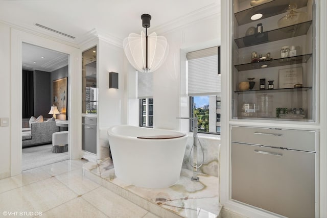 1540 N Lake Shore Dr Unit 8N, Chicago, IL 60610 - full bathroom featuring crown molding and a soaking tub