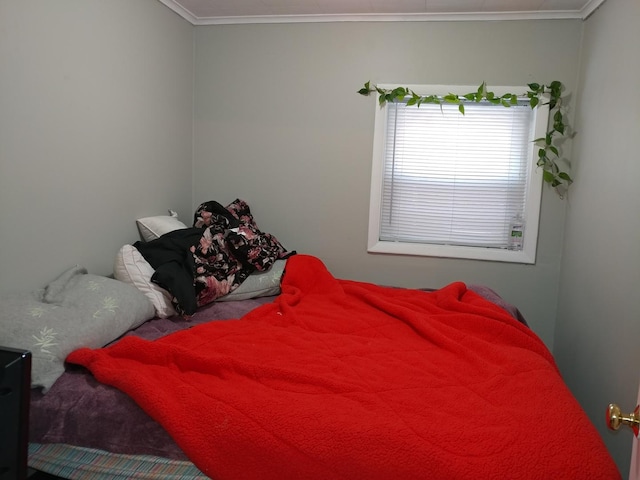 bedroom with crown molding