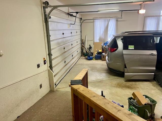 garage with a garage door opener