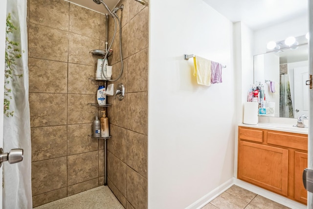 bathroom featuring vanity and walk in shower