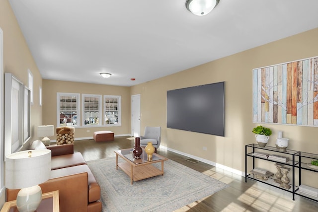 living room with wood-type flooring