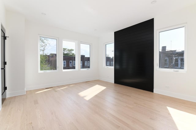 spare room with light hardwood / wood-style floors