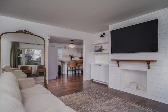 living room featuring dark hardwood / wood-style flooring