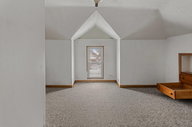 interior space with carpet and lofted ceiling