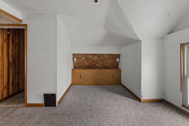 additional living space featuring carpet and lofted ceiling