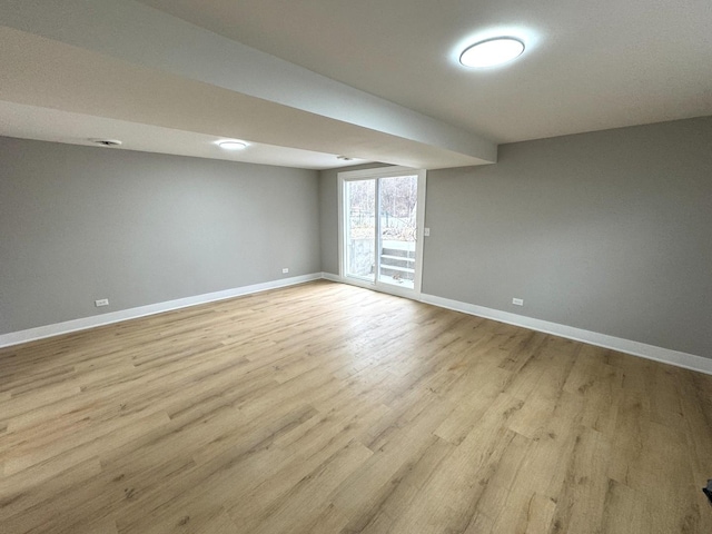 unfurnished room with light hardwood / wood-style floors