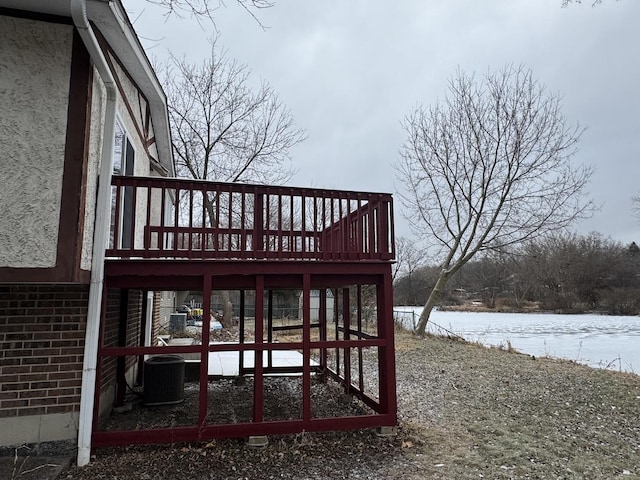 dock area with a wooden deck and central AC