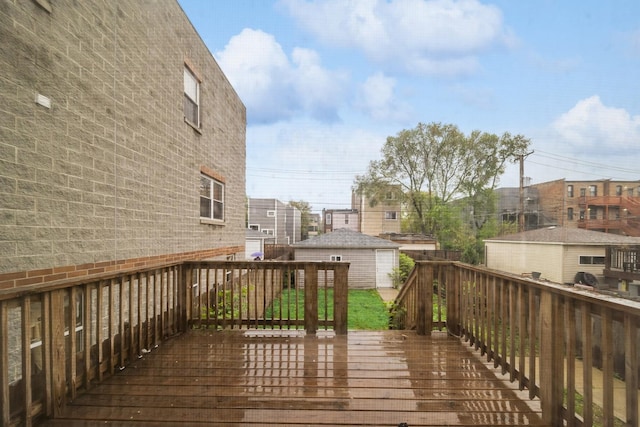 deck with an outdoor structure