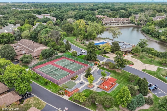 bird's eye view featuring a water view