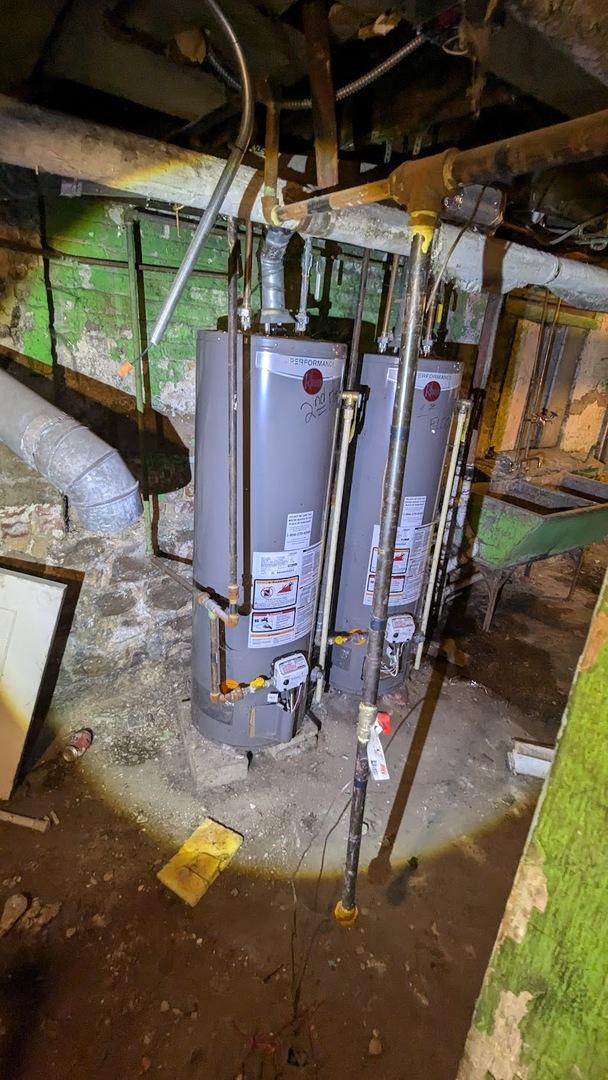 utility room with gas water heater