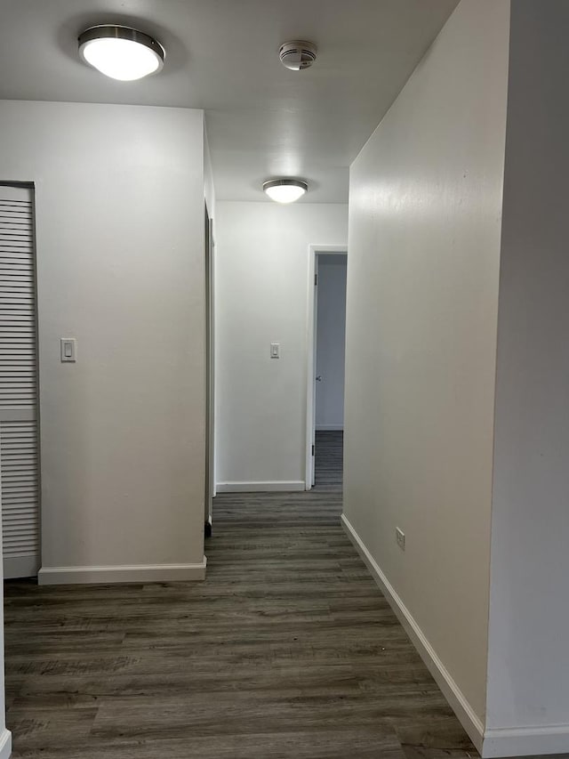 hallway featuring dark wood-type flooring